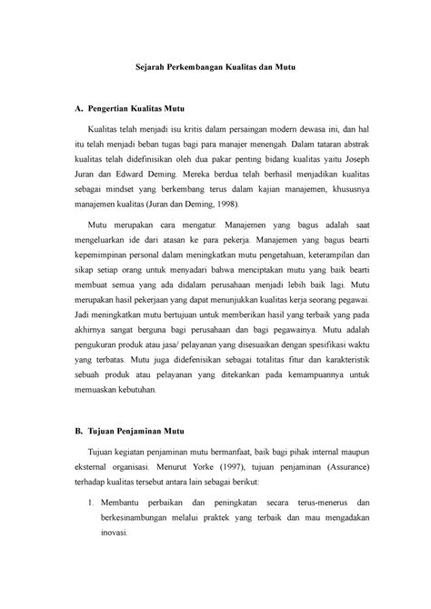 Sejarah dan Kualitas