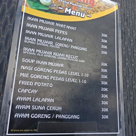 Menu dan Harga Makan di Grand Puncak Sari Restaurant, Kintamani