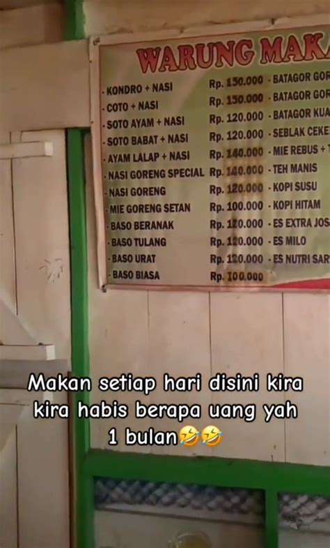 Harga Makanan di Warung-Warung di Kampung Nirwana