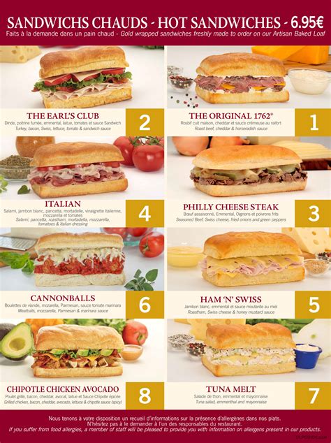 Menu Sandwich