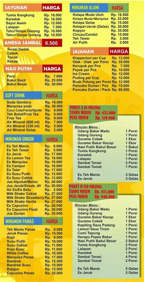 Harga Menu Gubug Mangan Engking