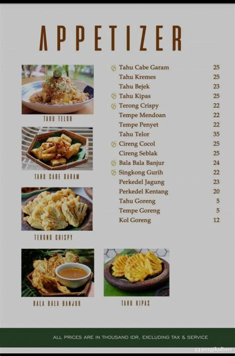 Menu Options at Kapulaga Bandung
