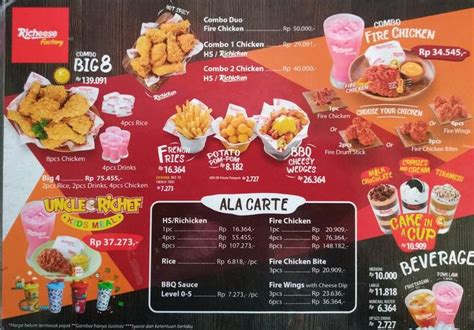 Harga Menu Richeese Factory Karawang VS Harga Menu Richeese Factory lainnya
