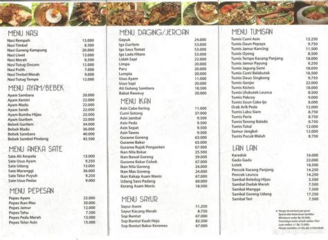 Harga Menu Sambara Bandung