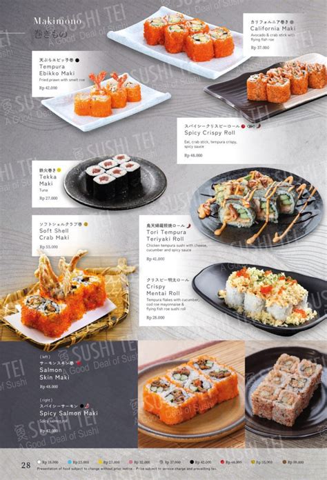 Harga Menu Sushi Tei Bandung