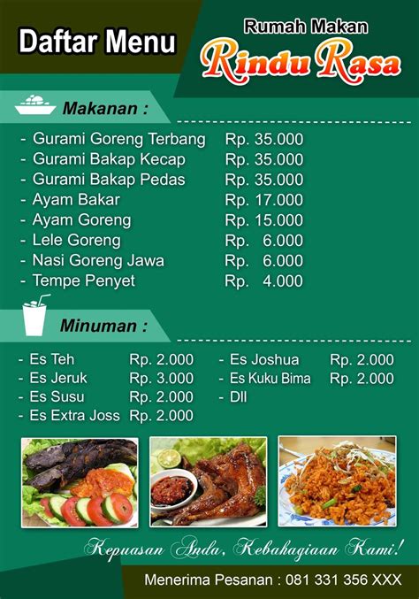 Harga Menu Makanan