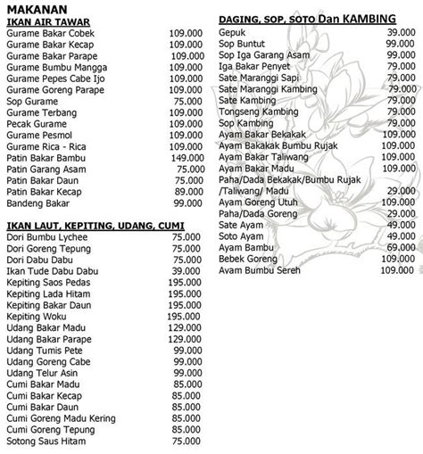 Harga Menu Talaga Sampirun