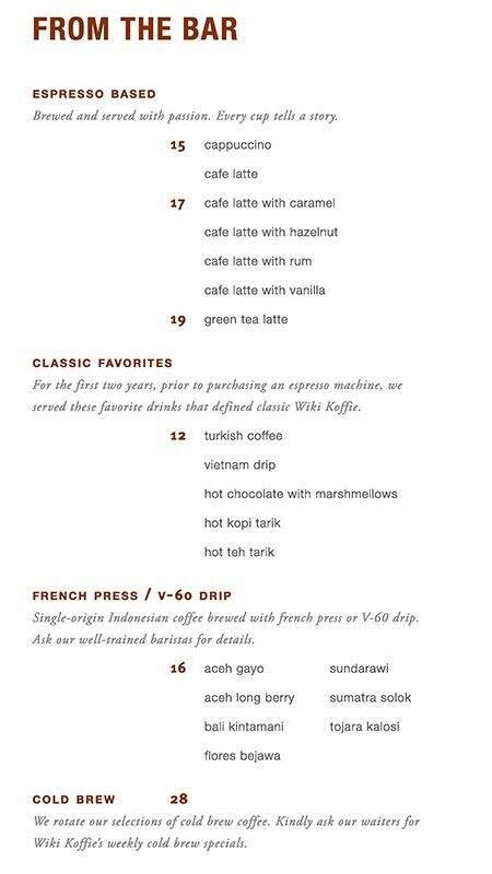 Menu Favorite Wiki Koffie Braga
