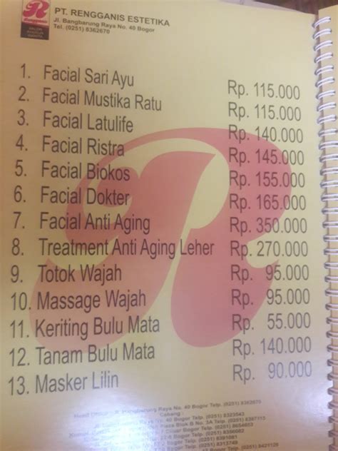 Harga Salon Rengganis Bogor Terbaru