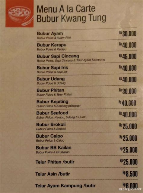 Harga Bubur Kwang Tung